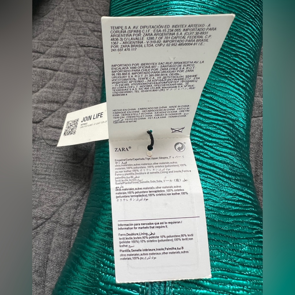 Zara Metallic teal Green Textured Knee High Boots 6.5 NWT - Picture 7 of 9